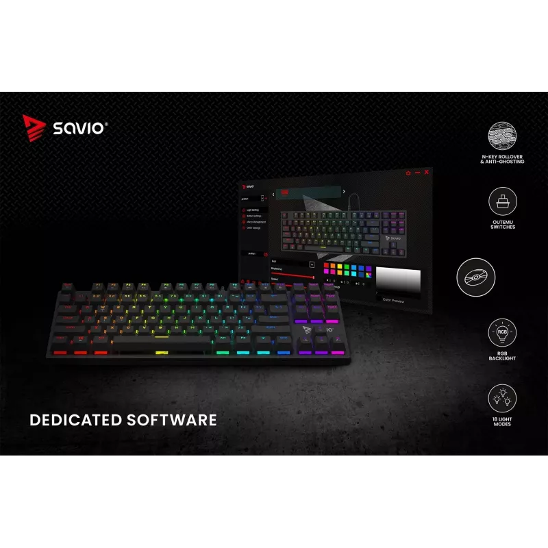 Mechanical Keyboard RGB Tempest X2 Outemu Red Savio Savgk-tempest X2 Red