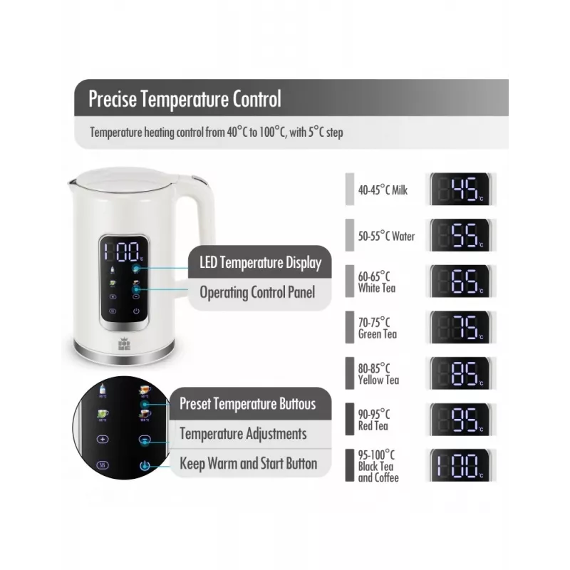 Electric kettle Forme FKG-8217, cordless, stainless steel, 1.7 L capacity