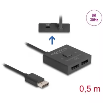 Delock - video distributor/-Switch - 8K, bidirectional - 2 x DisplayPort - Desktop (18906)