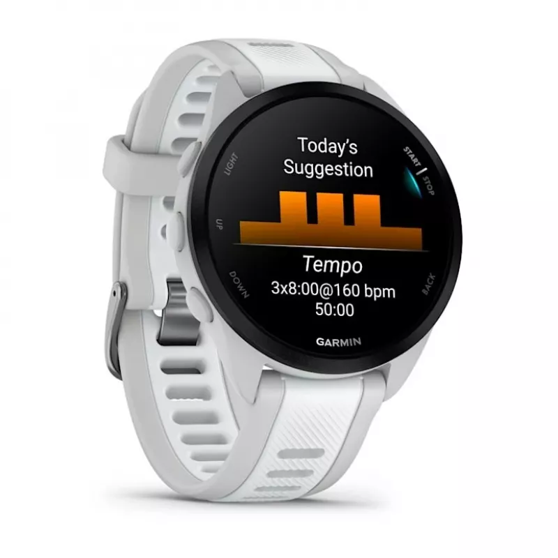 Smartwatch GARMIN Forerunner 165 Music — GPS, 1.2 inch AMOLED, 43 mm case, 11-day battery, 5 ATM, 4 GB, Grey