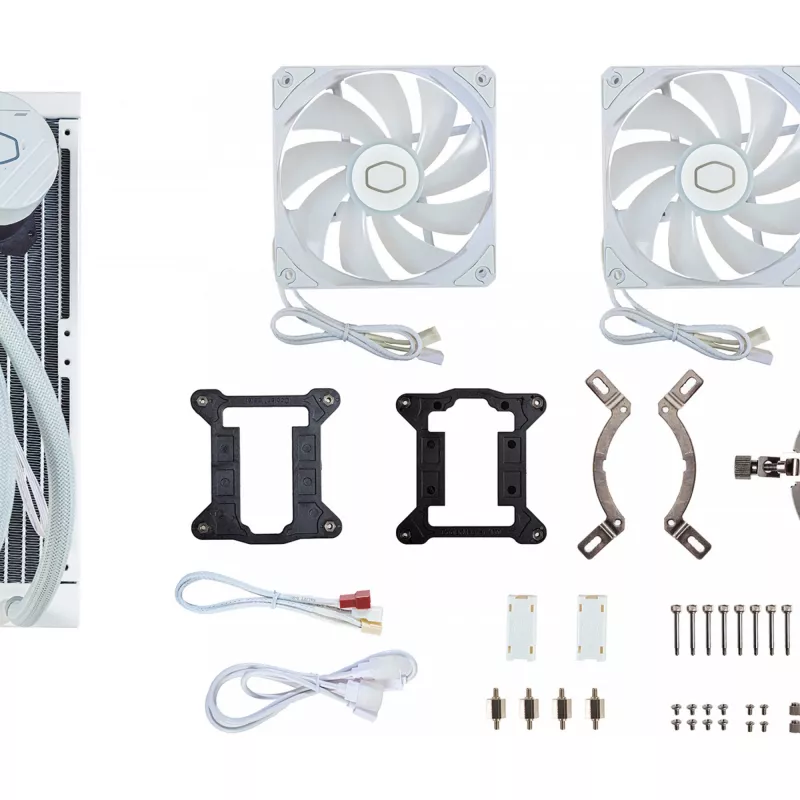 Liquid cooling kit Cooler Master MasterLiquid 240L Core ARGB White — 240 mm radiator, 120 mm fans, supports LGA1700/AM5/AM4 and older sockets
