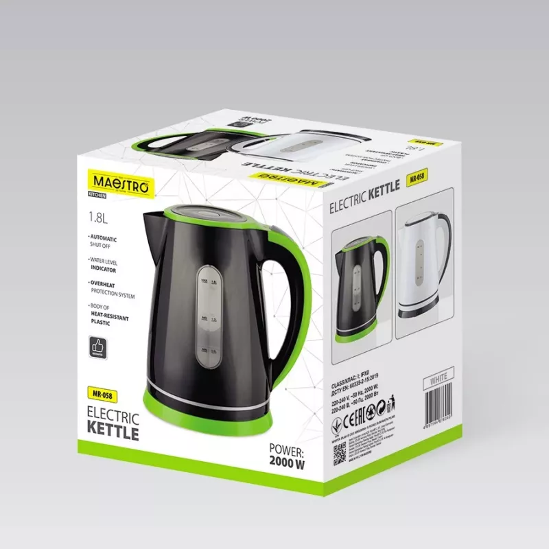 Electric kettle Maestro MR-058-BLACK — 1.8 L capacity, 2000 W power