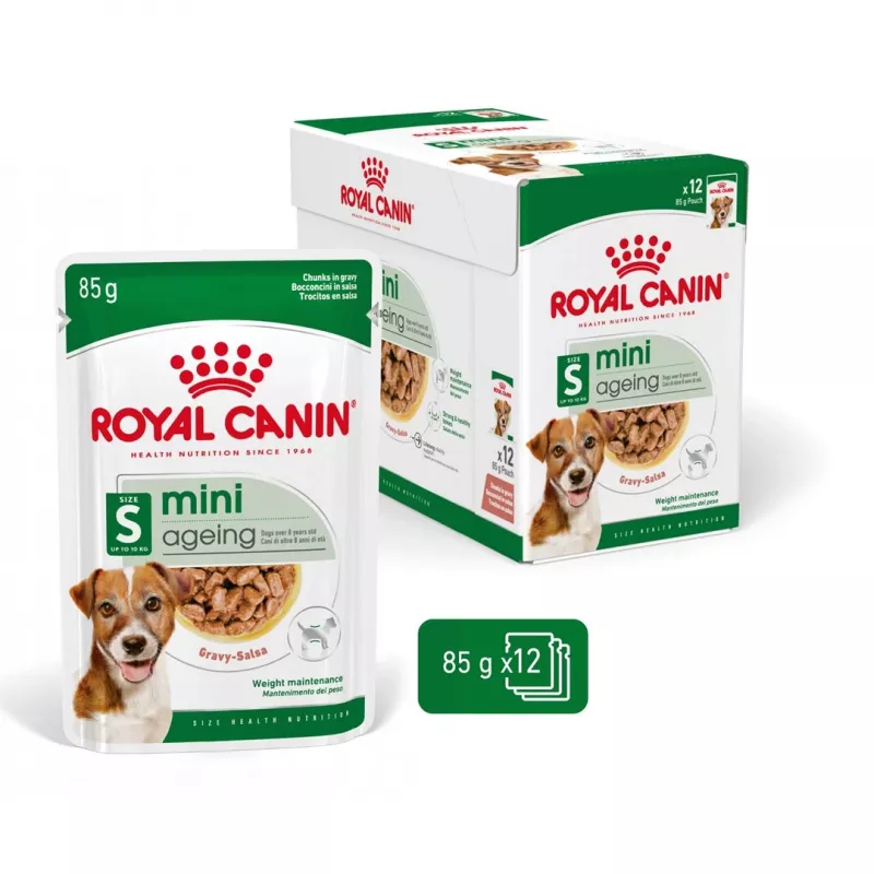 Wet dog food Royal Canin Mini Ageing 12+ Adult sachet 85 g — small breeds, poultry, senior