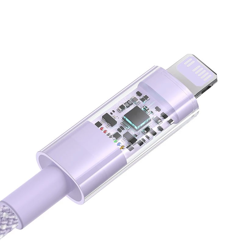 USB-C to Lightning fast charging cable Baseus Gem 1 m 20 W Purple, nylon jacket, 7-pin Lightning
