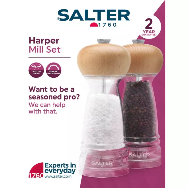Salt and pepper mill set Salter Beechwood 4-piece BW12949BEU7