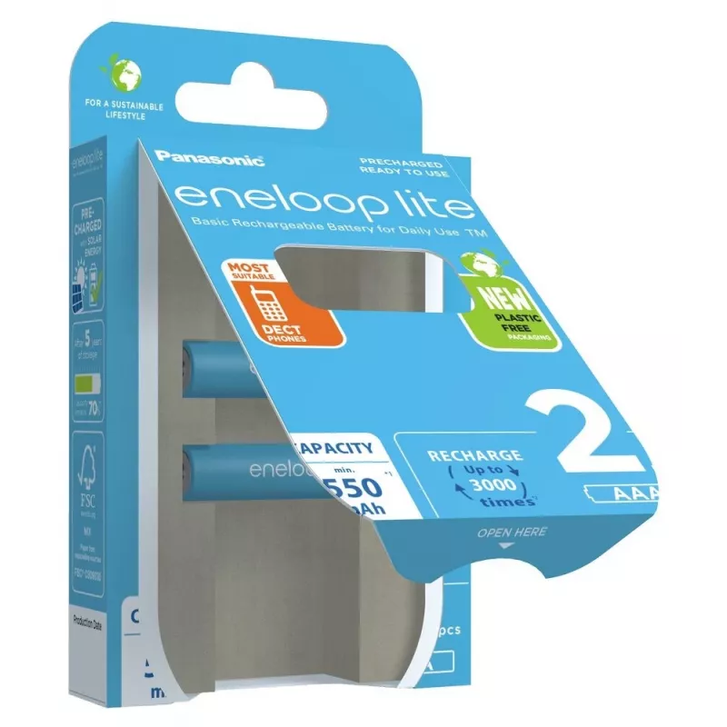 Rechargeable batteries PANASONIC ENELOOP LITE AAA 550 mAh 2 pc(s) (BK-4LCCE/2CP)