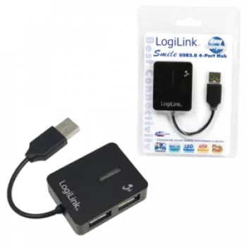 USB hub LOGILINK UA0139 — 4‑port USB 2.0, 480 Mbit/s, black