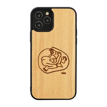 Phone case man and wood for iPhone 12 / 12 Pro with child and fish design
