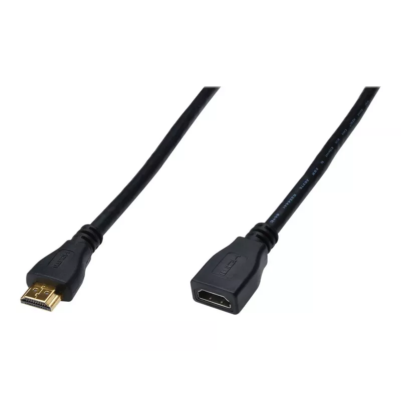 Digitus ASSMANN HDMI High Speed - HDMI mit Ethernet-Verlängerungskabel - HDMI (W) bis HDMI (M) - 5 m - Dreifachisolierung - Schwarz (AK-330201-050-S)