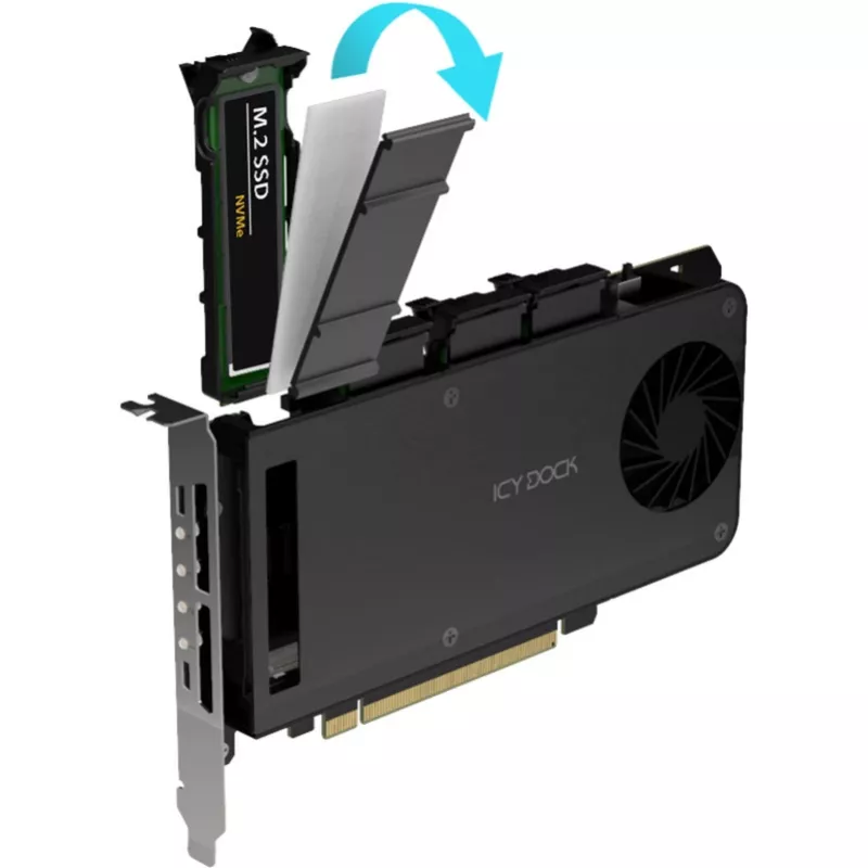 Mobile rack adapter card icy dock MB204MP-1B — 4 × M.2 NVMe SSD hot-swap mobile rack