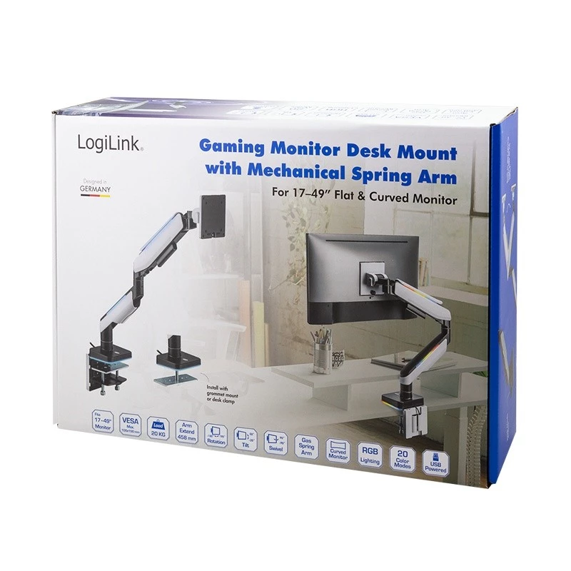Monitor mount, 17-49 inch gaming, gas spring