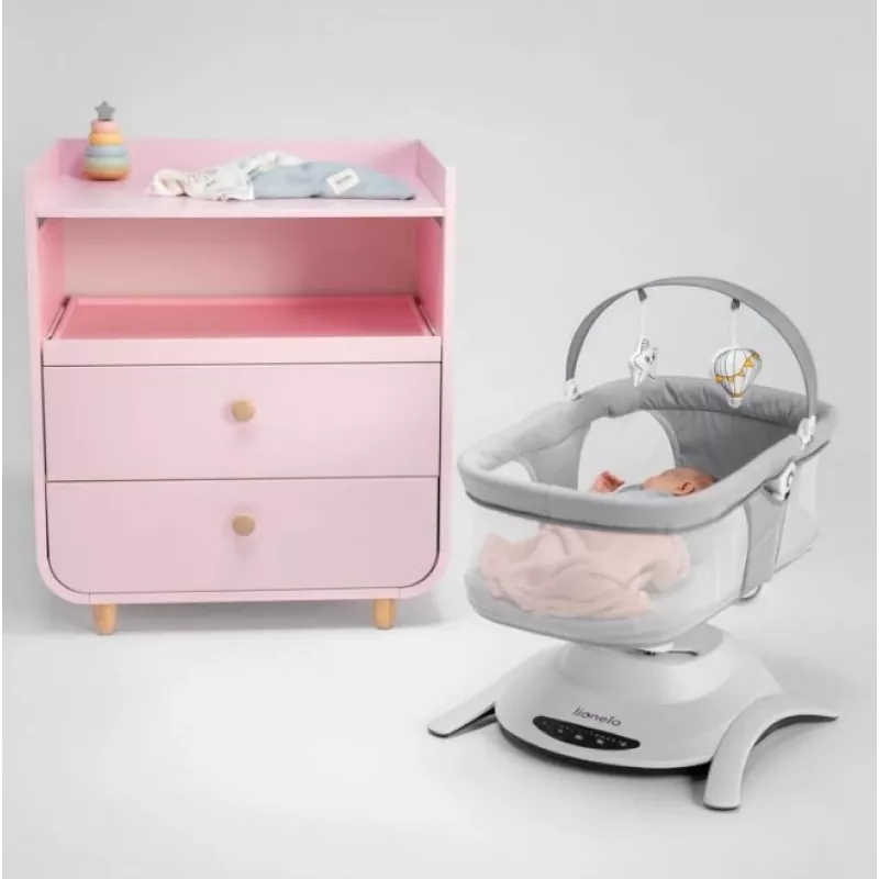 Cradle / Rocking Cradle Lionelo Bella Set Grey Concrete – infant bed with rocking function