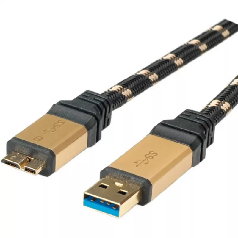 ROLINE Gold USB 3.0 Cable, USB A Plug - USB 3.0 Micro B Plug 2,0m (11.02.8879)