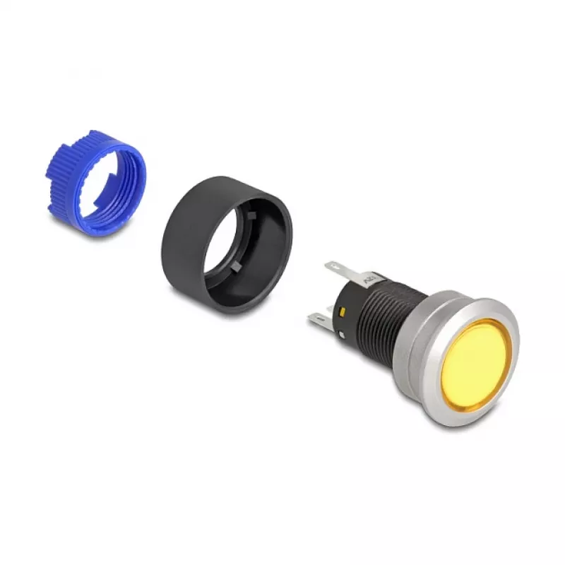 Pushbutton switch DeLOCK 22050 Black Blue Silver Yellow 230V 3A