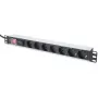 DIGITUS 1U Aluminum PDU with 7 Safety Outlets, 2m Cable, Switch, Surge Protection
