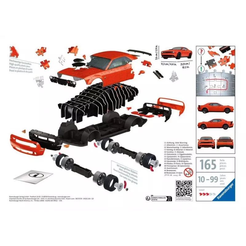 3D Puzzle Ravensburger Dodge Challenger R/T Scat Pack Widebody 108 pcs