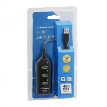 Esperanza EA116 interface hub 480 Mbit/s Black