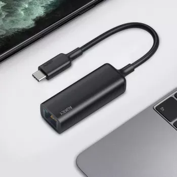 Ethernet Adapter Aukey CB-A30 USB‑C to Gigabit RJ45 10/100/1000 Mbps, USB 3.0, Aluminium, LED indicators