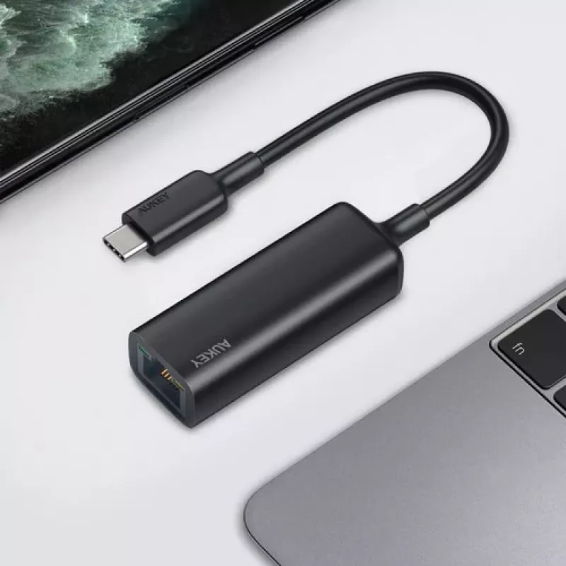 Ethernet Adapter Aukey CB-A30 USB‑C to Gigabit RJ45 10/100/1000 Mbps, USB 3.0, Aluminium, LED indicators