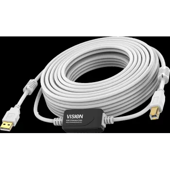 Vision White USB 2.0 Cable 10m USB A to USB B 0.48 Gbit/s