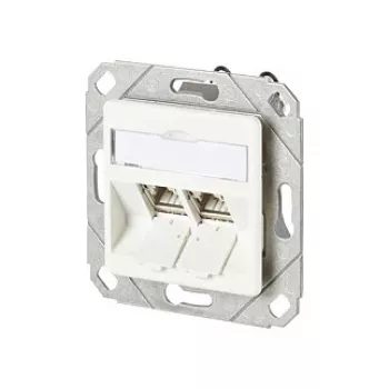 METZ CONNECT BTR C6A Module 2 Port 180° UPk - Connection Socket, Flush-Mount - RJ-45 X 2 - Pure White, RAL 9010 (130B11D21102-E)