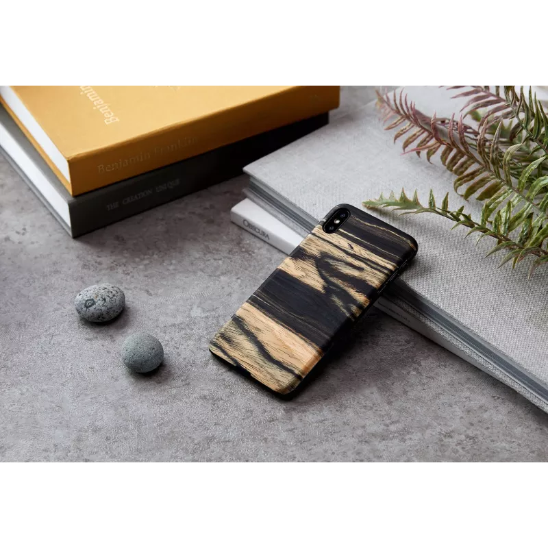 Phone case man and wood for iPhone XS Max — white ebony black