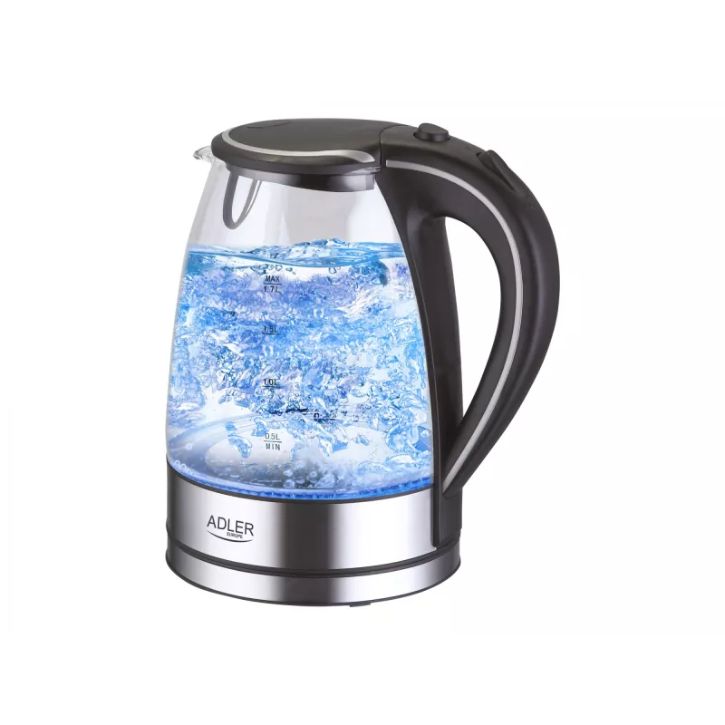 Adler AD 1225 electric kettle 1.7 L Black,Stainless steel,Transparent 2200 W