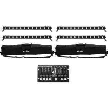 LED bar set EUROLITE 4x LED BAR-12 QCL RGBW with 2 soft bags and controller