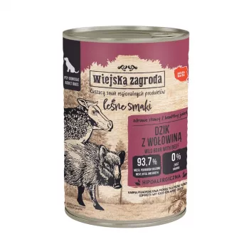 Wet dog food wiejskazagroda Wild Boar with Beef 400 g, complete adult feed, 76% moisture