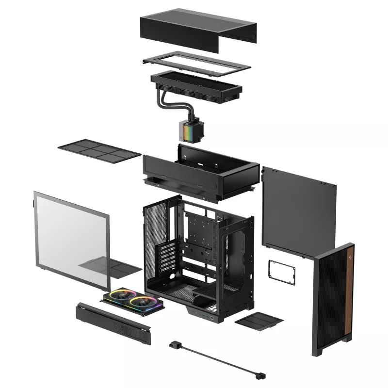 Desktop PC Case DeepCool CL6600 Black — supports ATX/PS2/SFX/SFX-L PSUs, 140 mm front fans, 120/140 mm top/rear, 2.5/3.5 inch drives