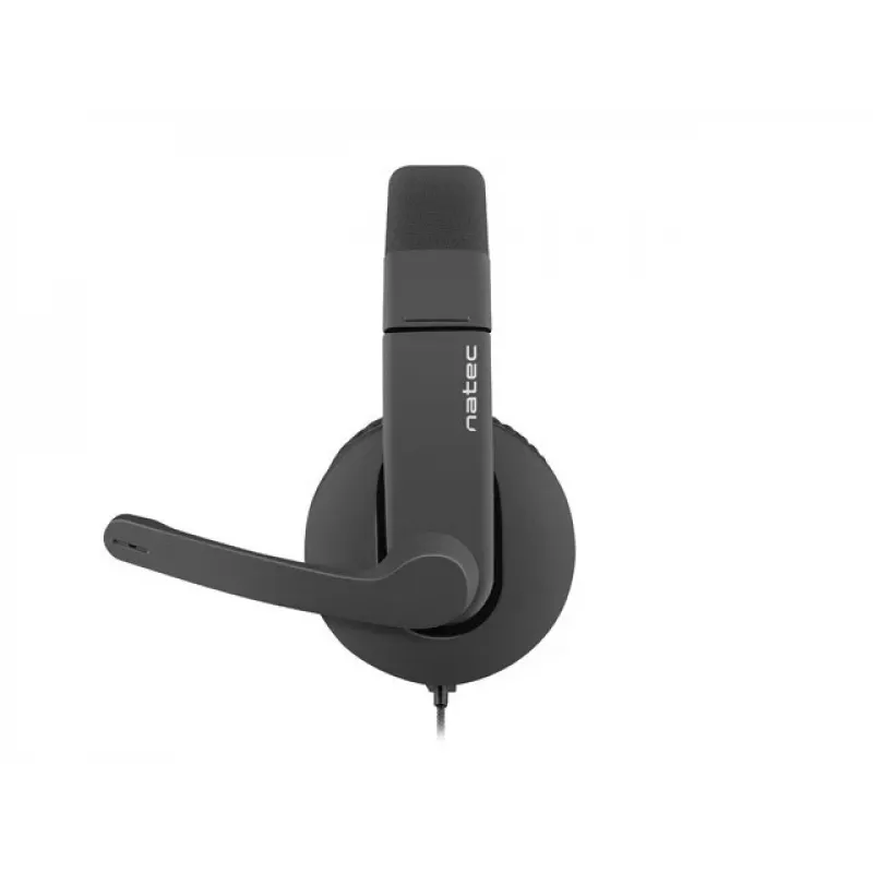 Wired binaural headset NATEC Rhea with boom microphone, 3.5mm connectors, 2.2 m cable, 32 Ω impedance