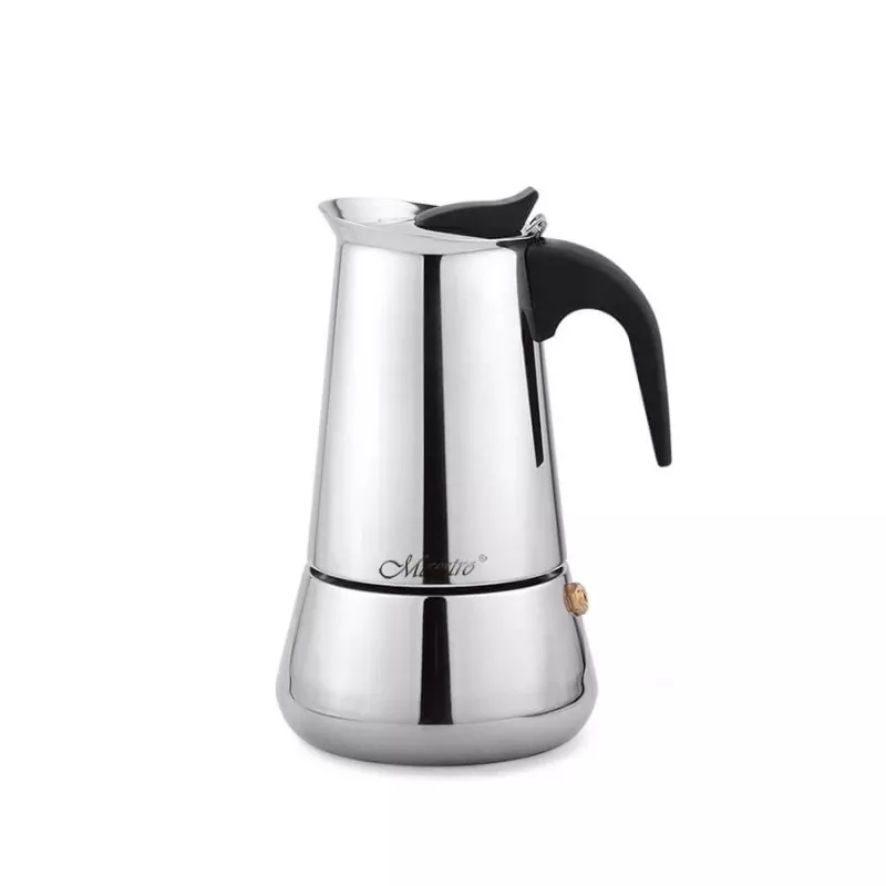 Moka pot Maestro MR-1660 0.2 L stainless steel stovetop coffee maker, 4 cups, black handle