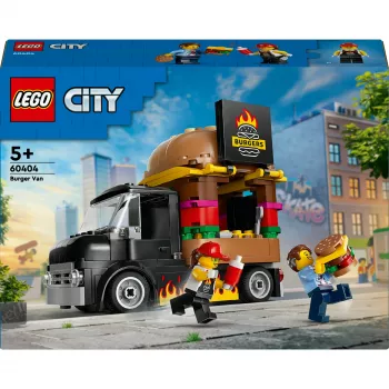 LEGO City Burger Van Food Truck Toy for 5 Plus Year Old Boys & Girls Vehicle Building Toys Kitchen Playset with Vendor Minifigure and Accessories