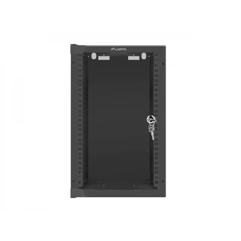 Lanberg WF10-2309-10B 9U 10-Inch Wall-Mount Rack Cabinet, 469x280x310 mm, Black, IP20, Glass Door, 20 kg Load