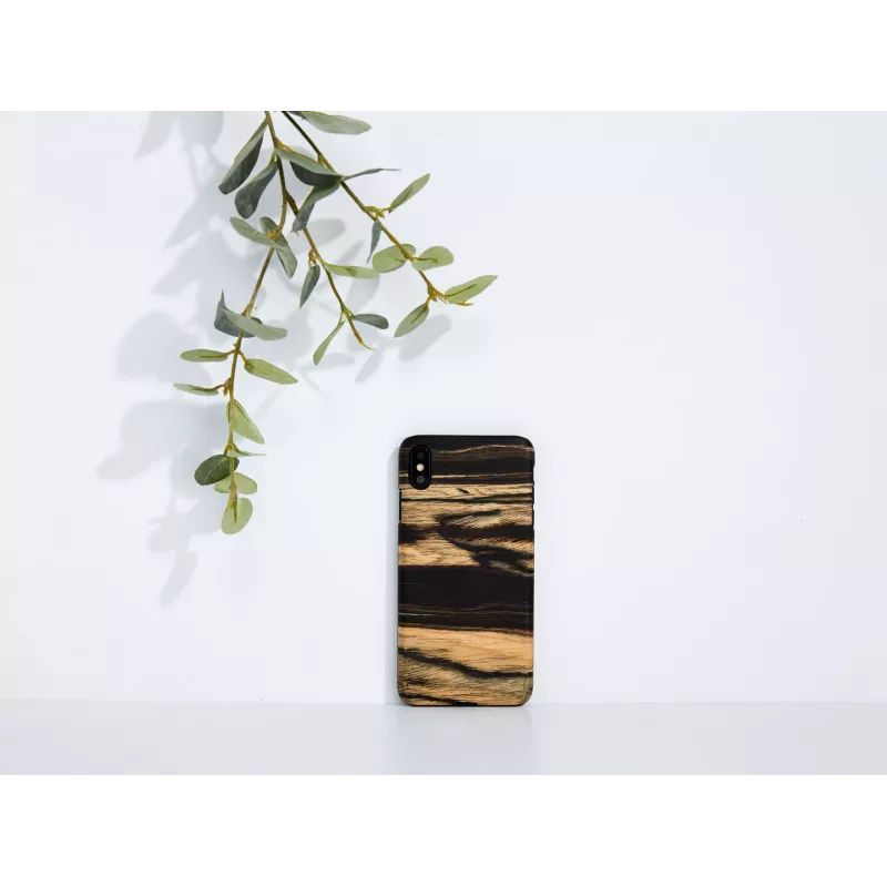 Phone case man and wood for iPhone XS Max — white ebony black