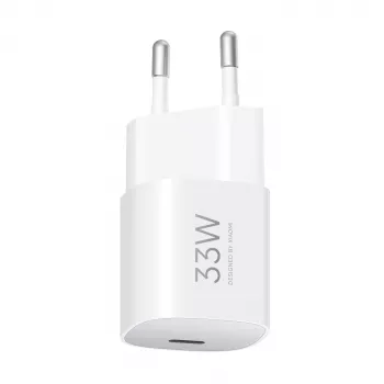 Power adapter Xiaomi 33W Nano USB-C EU wall charger — 33W USB-C output for phones and tablets