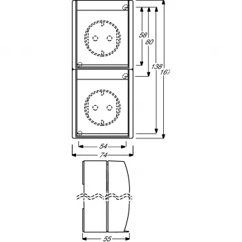 BUSCH JAEGER BJ 20-02EW-53 Socket Outlet m.Hinged Cover Vertical 2f ocean IP44 Grey/Blue