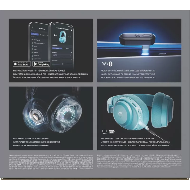 Steelseries Arctis Nova 3P Wireless PS Aqua