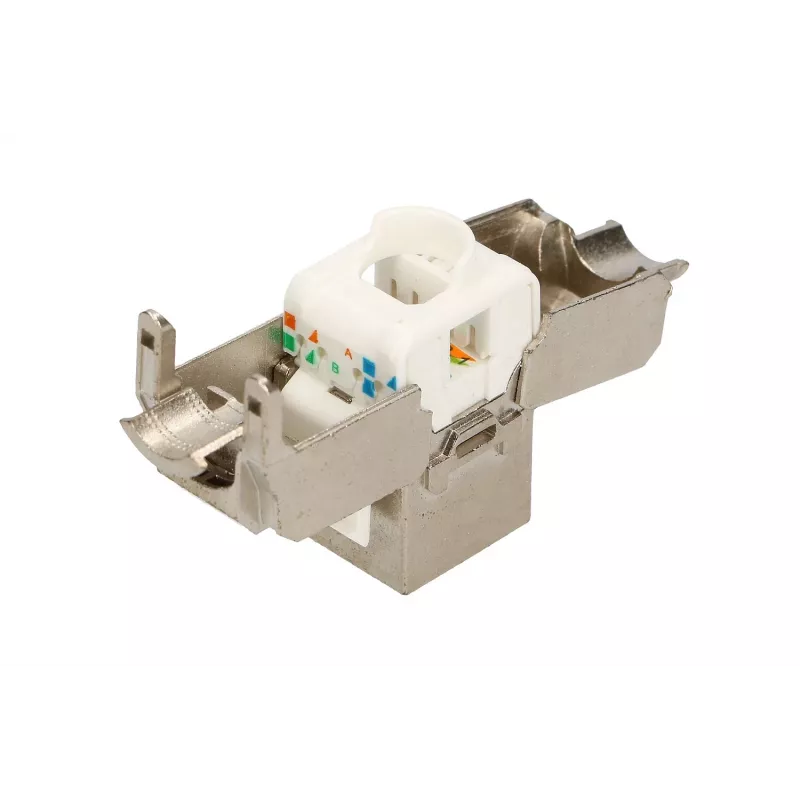 Extralink Keystone CAT6A STP RJ45 angled metallic keystone jack, single-port