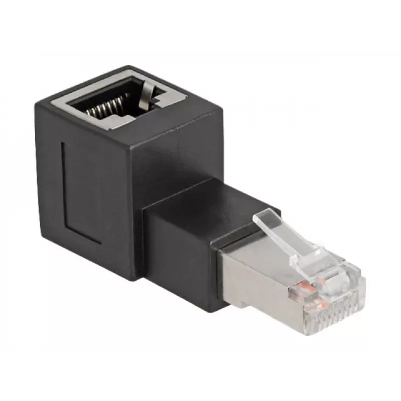 DeLOCK RJ45 plug to RJ45 jack Adapter Cat.6A 90° upwards angled Black
