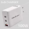 Charger QOLTEC 100W GaN USB-C Dual PD 5–20V 1.5–5A, 2×USB-C
