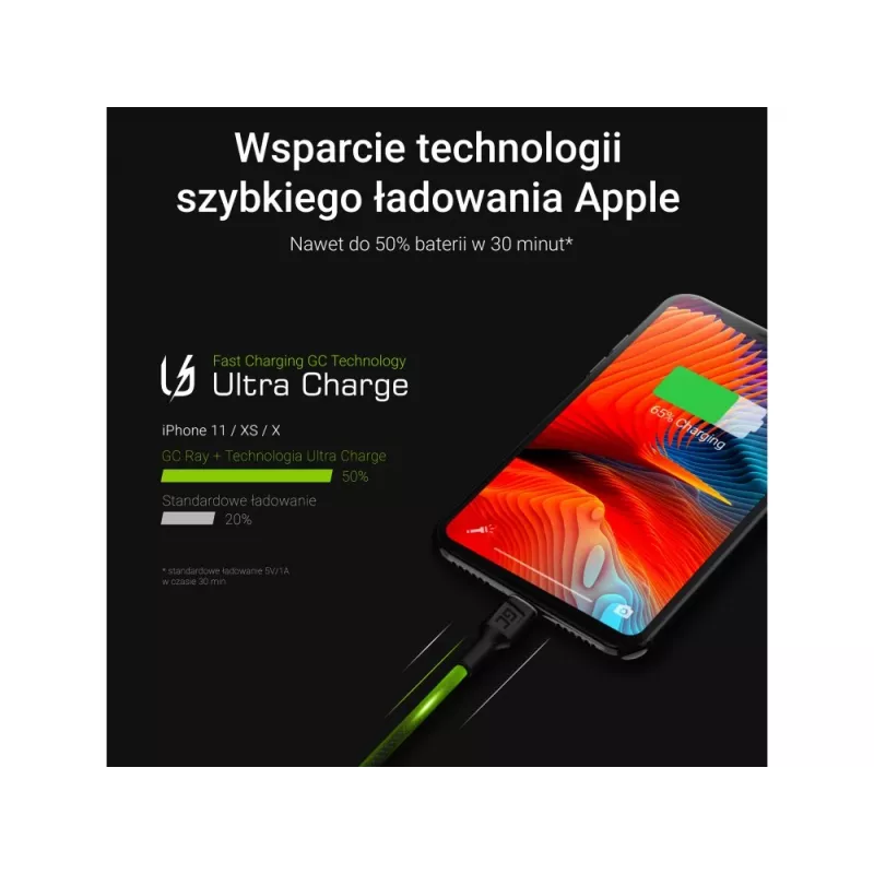 Lightning Cable Green Cell KABGCSET05 1.2m Black