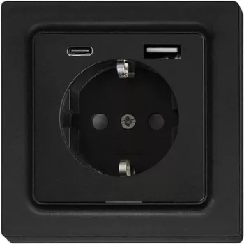 Eltako Grounded Plug-Socket Outlet Anthracite matt DSS55E+USBA+C-am (30055900)