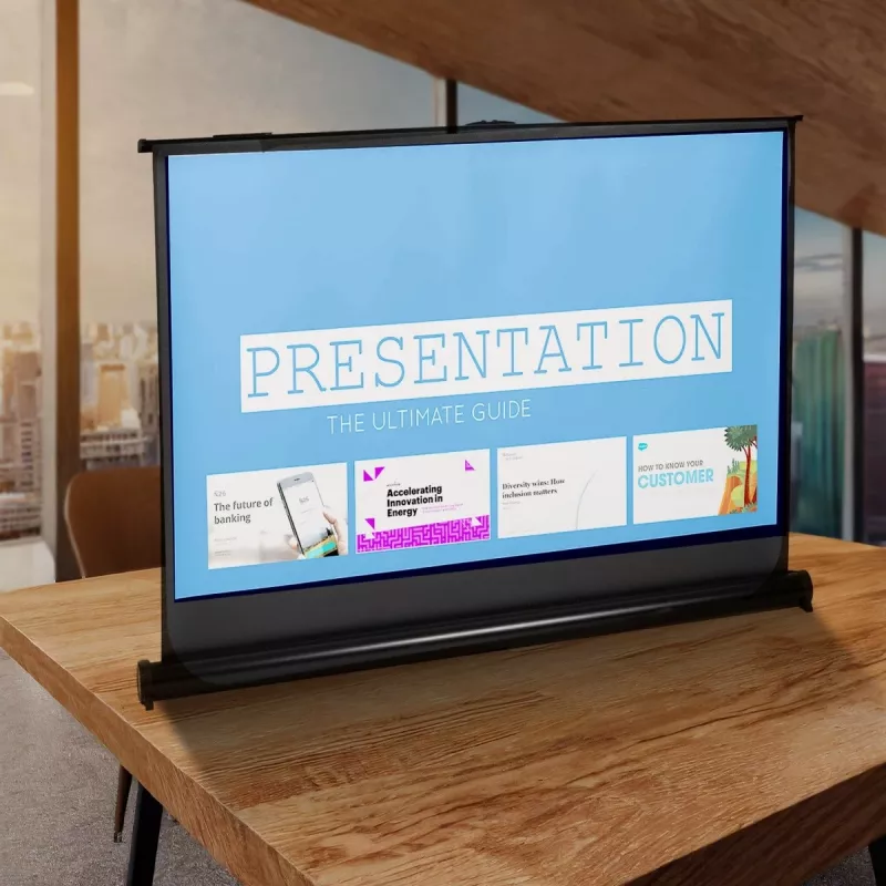 Projection screen MACLEAN MC-961 45 inch (4:3) free-standing, white metal, viewable 96×77 cm