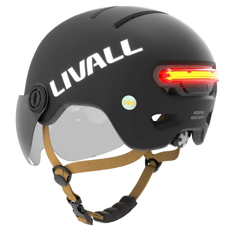 Livall L23 helmet black 54-58cm with LED/SOS protective lens