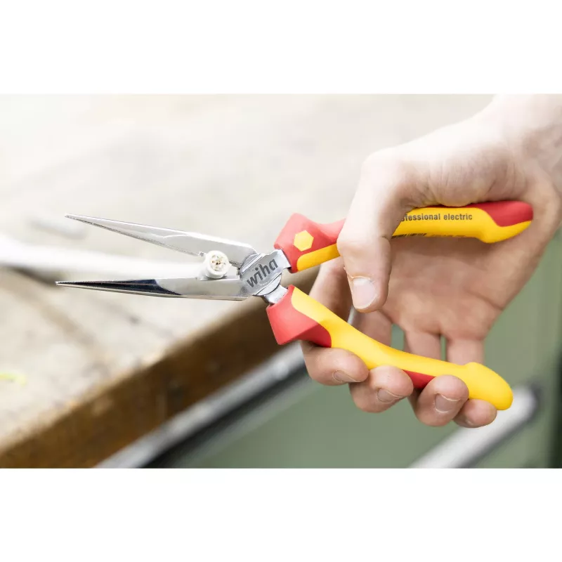 Flat Nose Pliers Wiha Professional Electric with Cutting Edge, model 27423