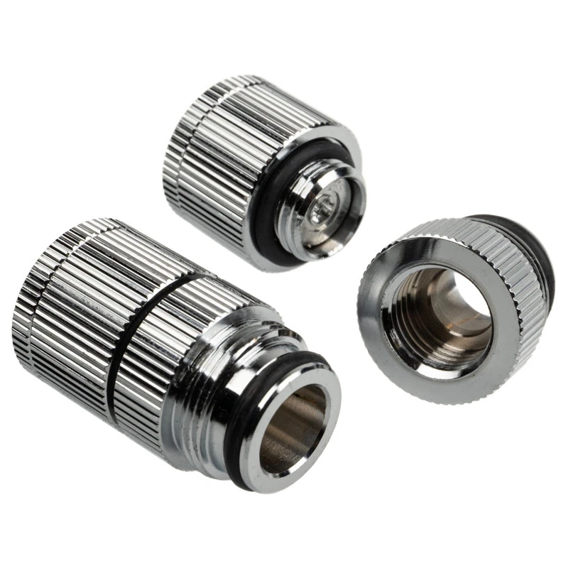 Water outlet G1/4 inch male - BitsPower Touchaqua, 2-piece pack, silver