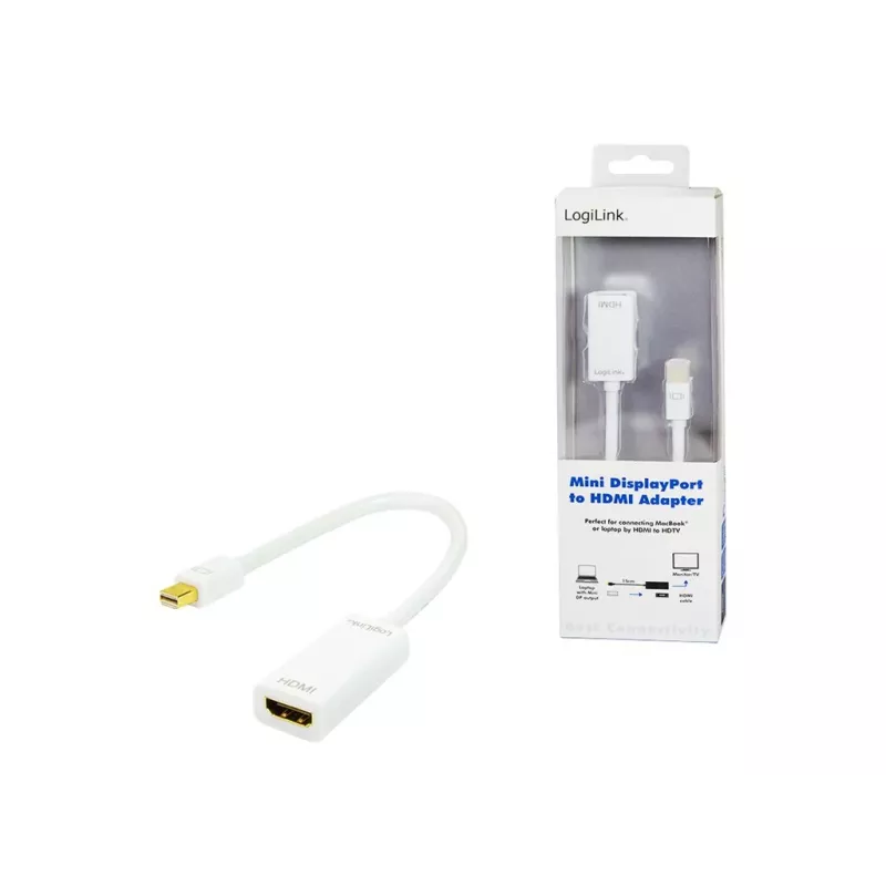 Video cable adapter LOGILINK Mini DisplayPort to HDMI Type A CV0036A, 0.1 m, grey