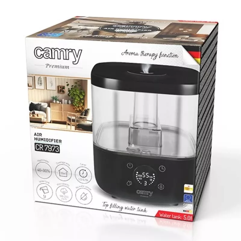 Camry | CR 7973b | Humidifier | 23 W | Water tank capacity 5 L | Suitable for rooms up to 35 m2 | Ultrasonic | Humidification capacity 100-260 ml/hr | Black