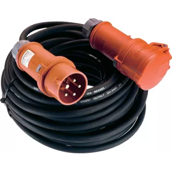 AS Schwabe power extension cable [ CEE-Plug - CEE Coupling] 32 A Black 10.00 m 61027 (61027)